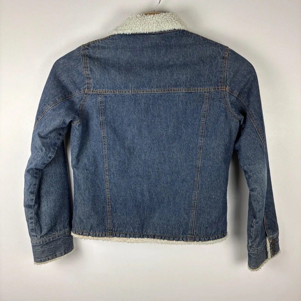 Steve Barrys Relaxed Fit Denim Sherpa Lined Jacket XL Blue Jean Faux Fur Collar - Picture 3 of 6